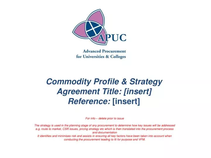 commodity profile strategy agreement title insert reference insert