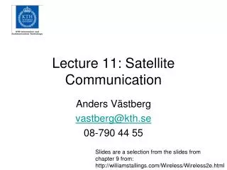 Lecture 11: Satellite Communication