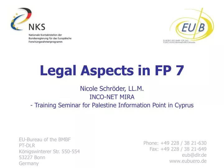 legal aspects in fp 7