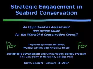 Strategic Engagement in Seabird Conservation
