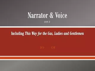 Narrator &amp; Voice Including This Way for the Gas, Ladies and Gentlemen