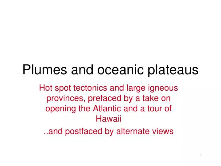 plumes and oceanic plateaus