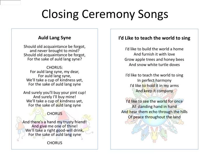 closing ceremony songs