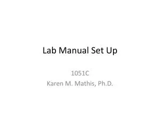 Lab Manual Set Up