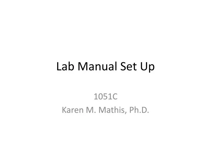 lab manual set up