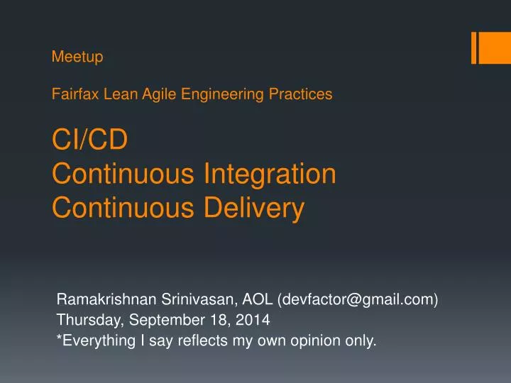 meetup fairfax lean agile engineering practices ci cd continuous integration continuous delivery