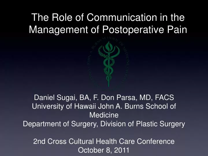 the role of communication in the management of postoperative pain