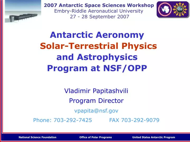 antarctic aeronomy solar terrestrial physics and astrophysics program at nsf opp
