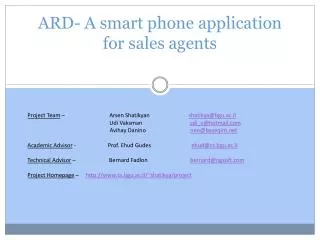 ARD- A smart phone application for sales agents