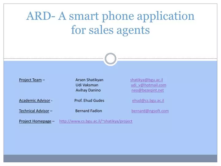 ard a smart phone application for sales agents