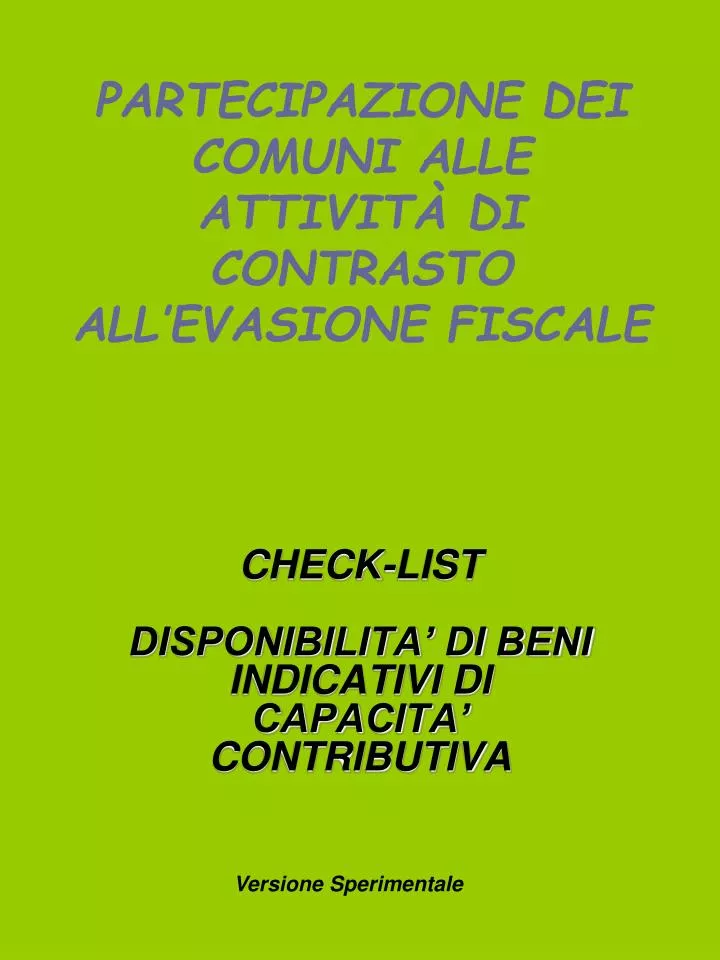 partecipazione dei comuni alle attivit di contrasto all evasione fiscale