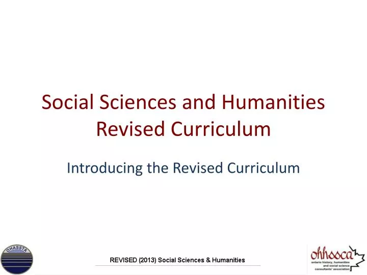 social sciences and humanities revised curriculum