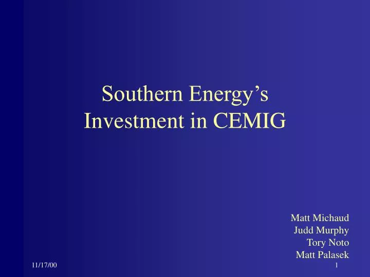 southern energy s investment in cemig