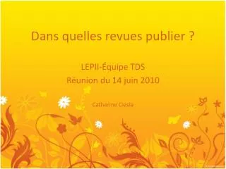dans quelles revues publier