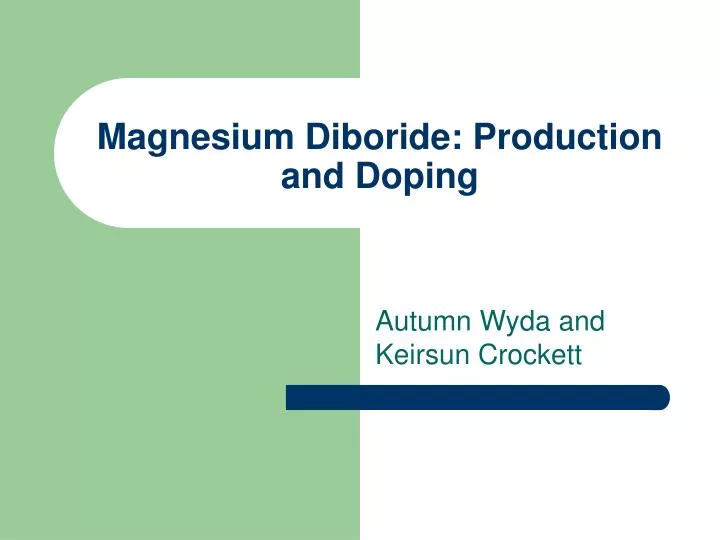magnesium diboride production and doping