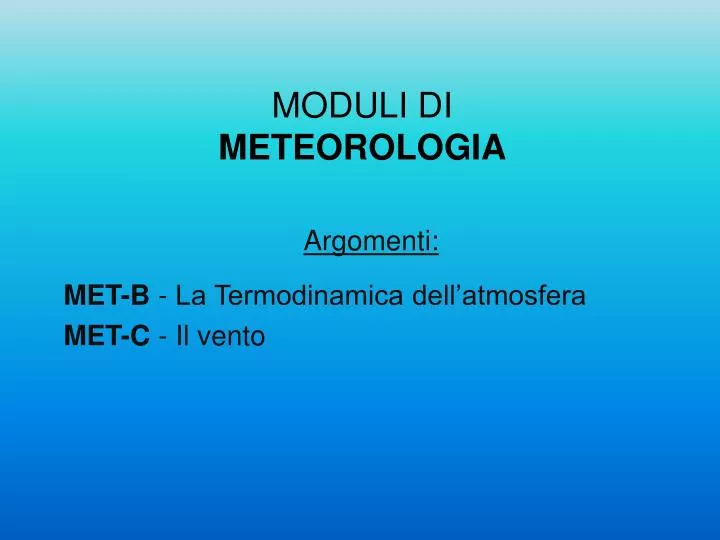 moduli di meteorologia