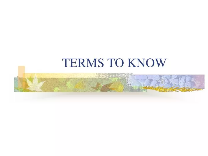 terms to know