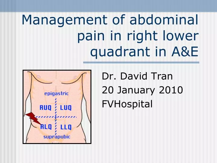 management of abdominal pain in right lower quadrant in a e