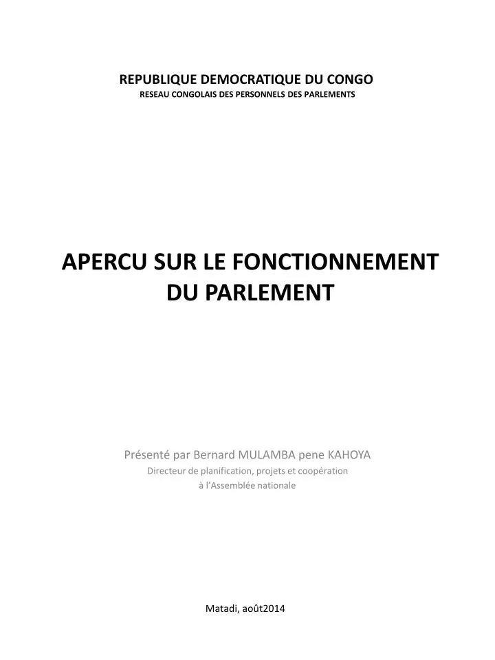 republique democratique du congo reseau congolais des personnels des parlements