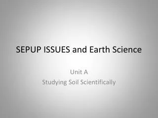 SEPUP ISSUES and Earth Science