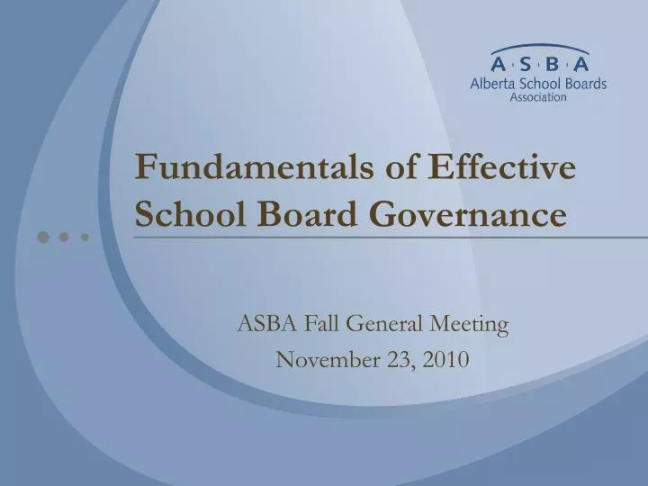 fundamentals of effective school board governance
