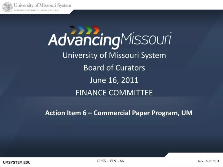 action item 6 commercial paper program um