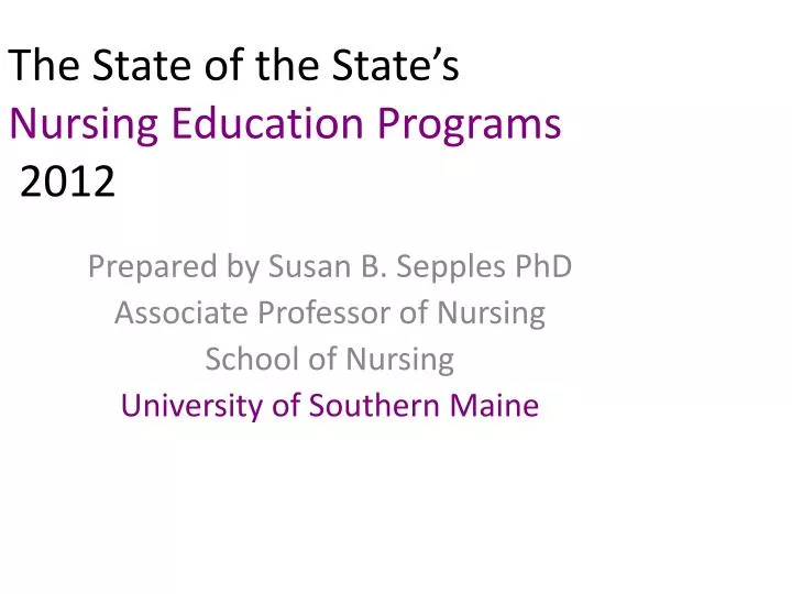 the state of the state s nursing education programs 2012