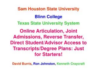Sam Houston State University Blinn College Texas State University System
