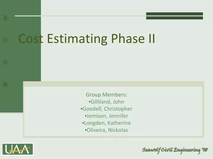 cost estimating phase ii