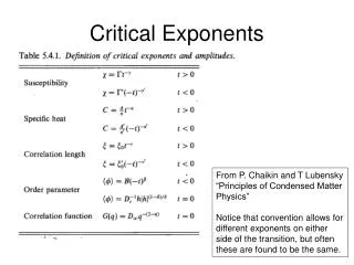Critical Exponents