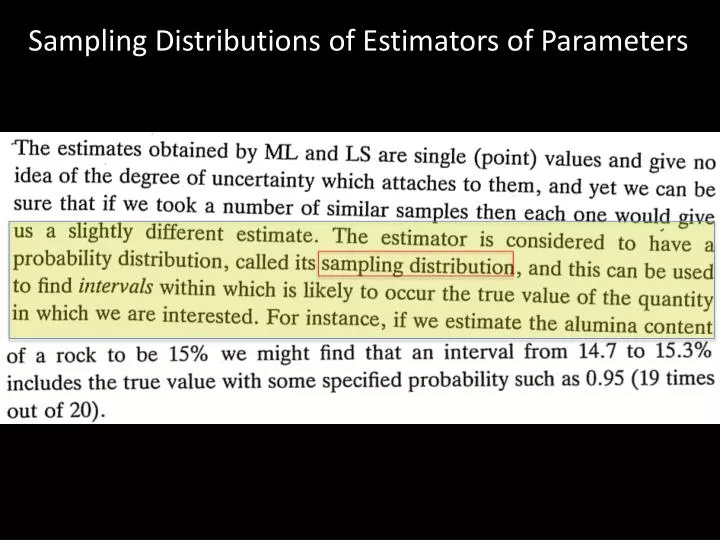 sampling distributions of estimators of parameters