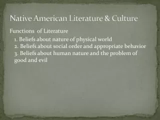 Native American Literature &amp; Culture