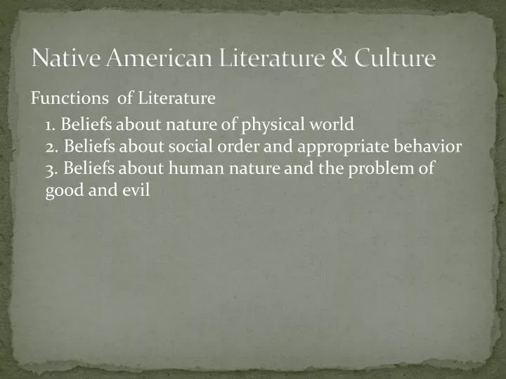native american literature culture