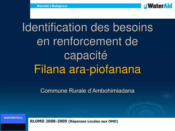 identification des besoins en renforcement de capacit filana ara piofanana