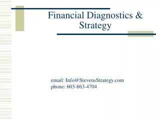 Financial Diagnostics &amp; Strategy