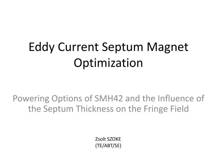 eddy current septum magnet optimization