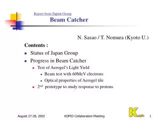 Report from Japan Group Beam Catcher