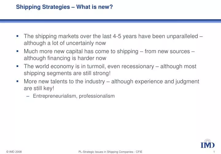 shipping strategies what is new