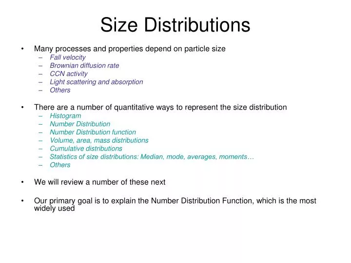 size distributions
