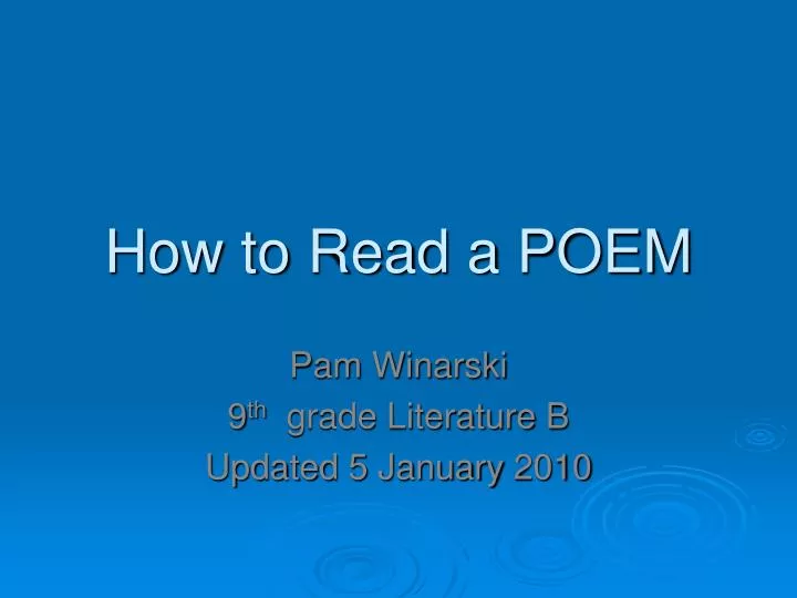 how to read a poem