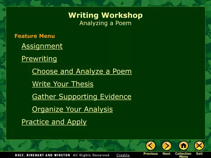 writing workshop analyzing a poem