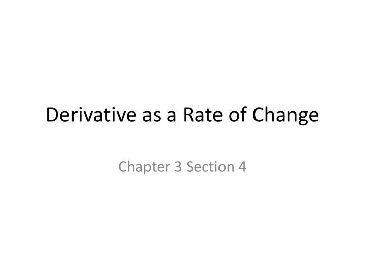 derivative as a rate of change