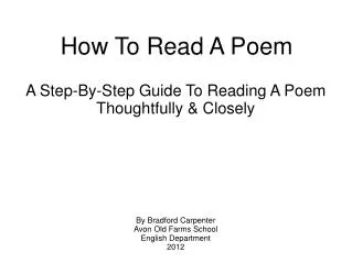 How To Read A Poem