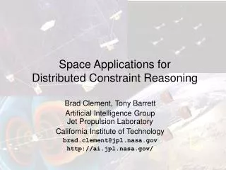 Space Applications for Distributed Constraint Reasoning