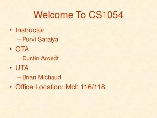 Welcome To CS1054