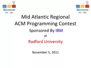 Mid Atlantic Regional ACM Programming Contest Sponsored By IBM