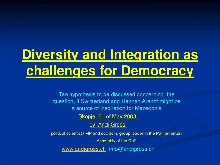 diversity and integration as challenges for democracy