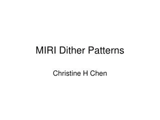 MIRI Dither Patterns