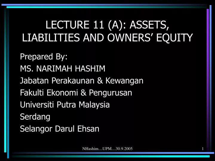 lecture 11 a assets liabilities and owners equity