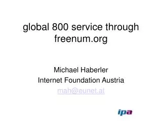 global 800 service through freenum